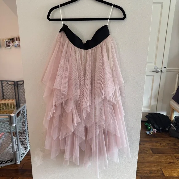 Free People Blush Pink Tiered Tulle Skirt Medium - Picture 2 of 4